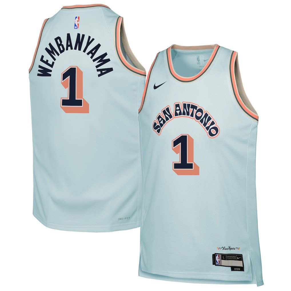 Victor Wembanyama 1 San Antonio Spurs Youth 2024/25 City Edition Swingman Jersey Light Blue