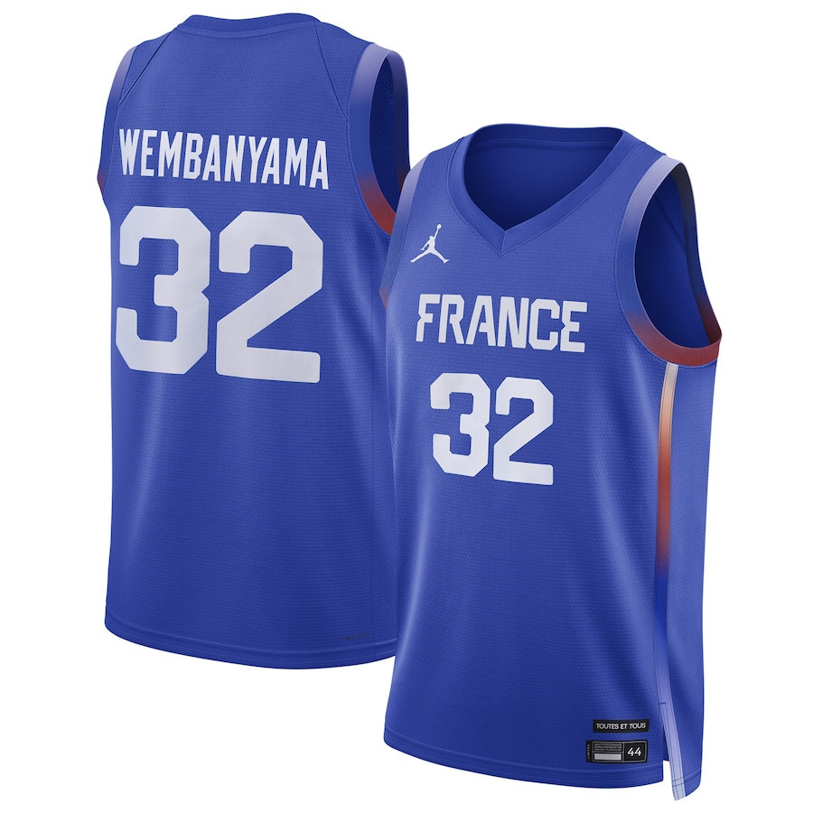 Victor Wembanyama 32 France Basketball 2024 Summer Olympics Player Limited Unisex Jersey Royal Multicolor