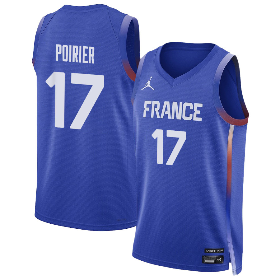 Vincent Poirier 17 France Basketball 2024 Summer Olympics Unisex Jersey Royal Multicolor