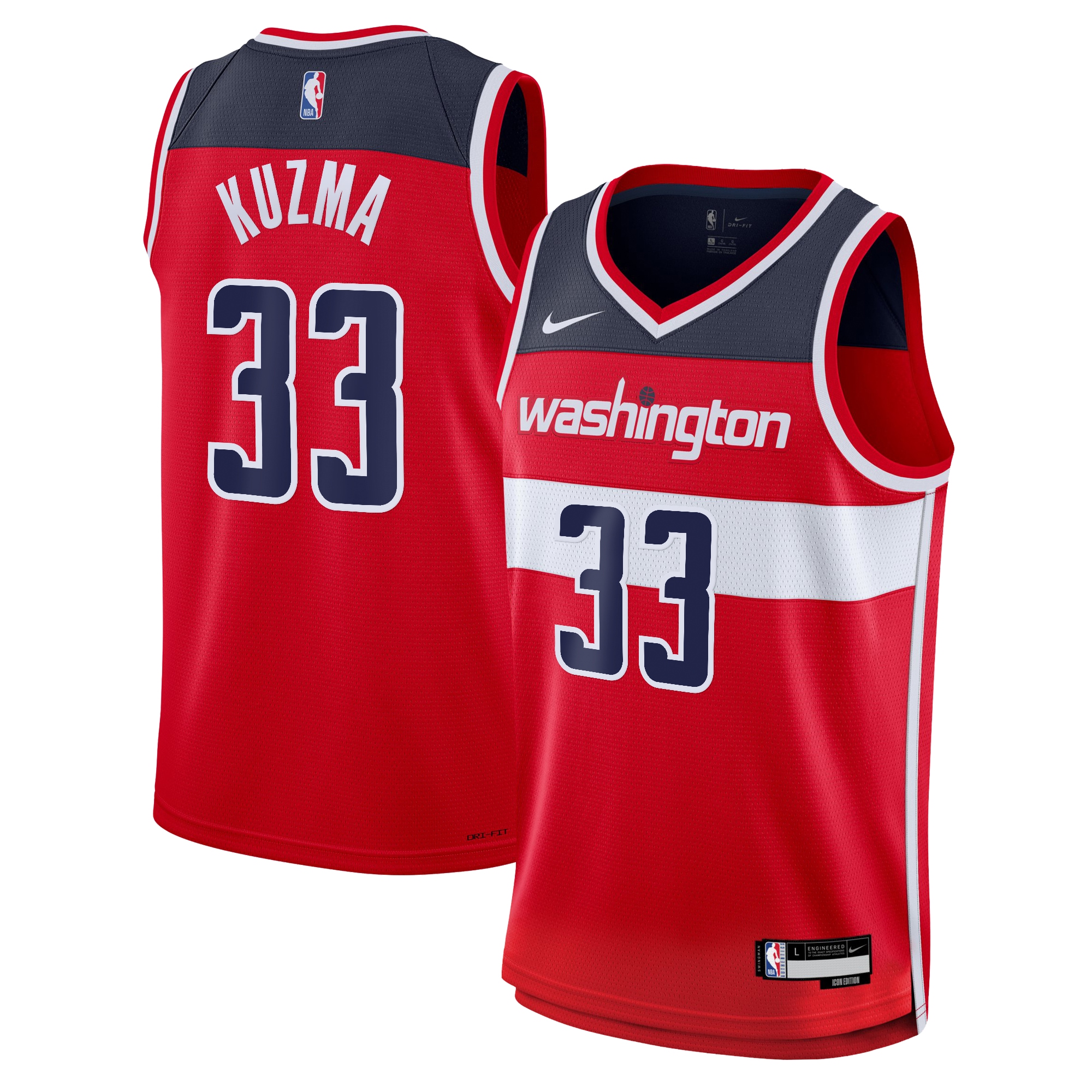 Washington Wizards Kyle Kuzma Icon Swingman Jersey Red Youth Sizes S-3XL