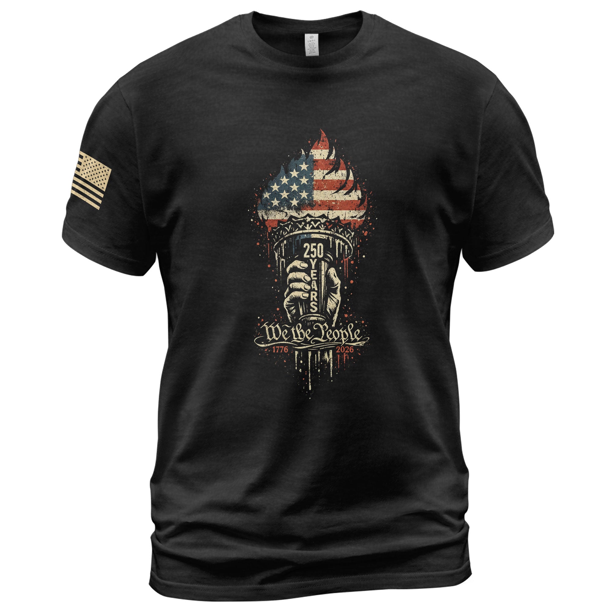 We The People 250th Anniversary 1776-2026 Liberty Torch Patriotic USA Freedom Men's T-Shirt