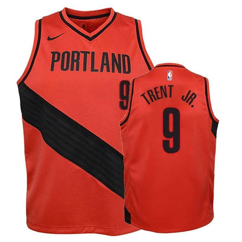 Youth Blazers Gary Trent Jr. #9 State Red Multicolor Jersey - Unisex