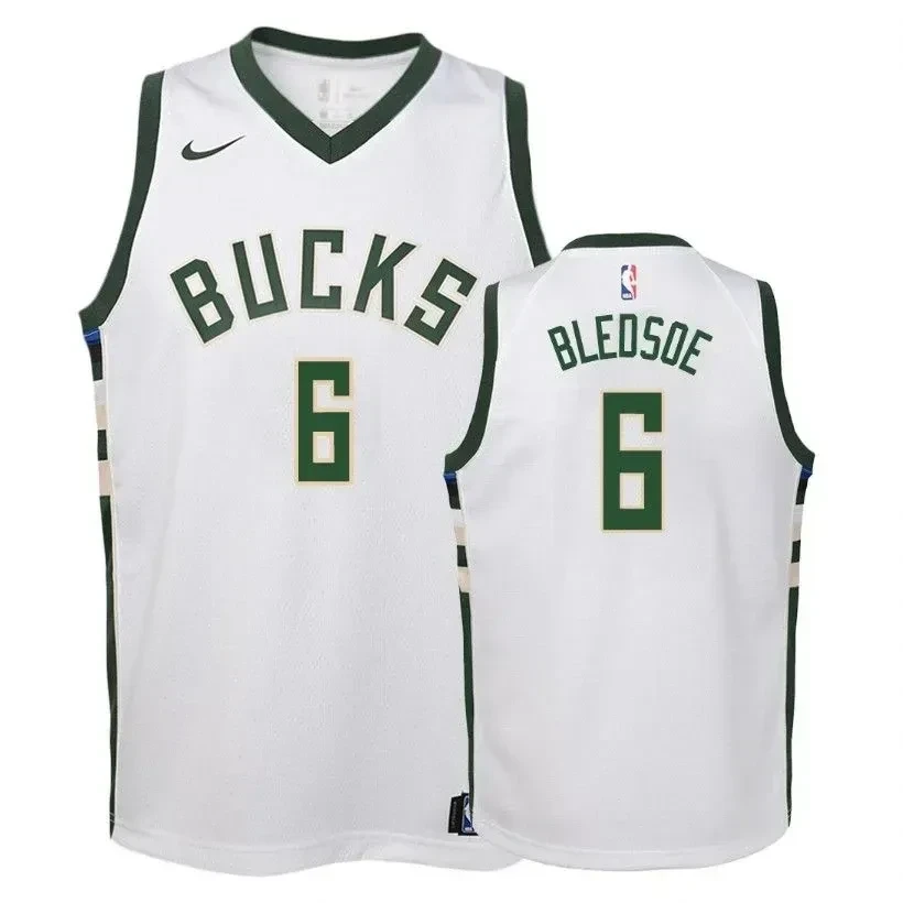 Youth Bucks Eric Bledsoe 6 Association White Jersey - Unisex Basketball Fan Jersey