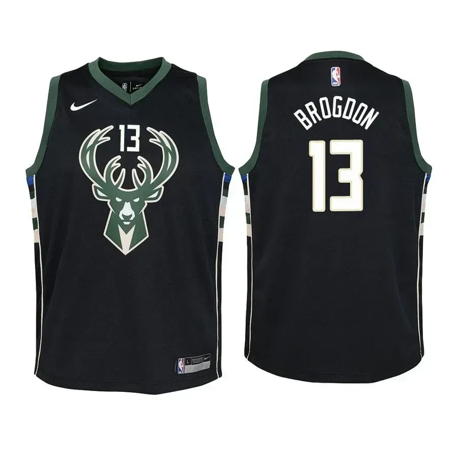 Youth Bucks Malcolm Brogdon #13 Statement Black Basketball Jersey