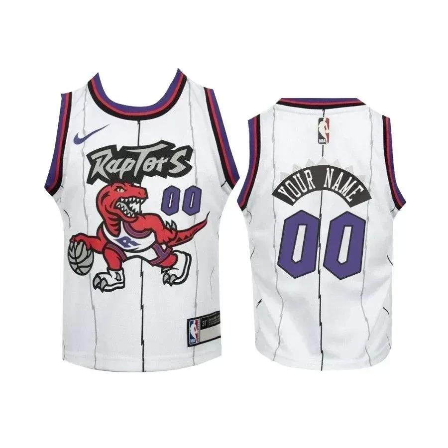 Youth Custom Toronto Raptors Kids White Hardwood Classics Jersey - Polyester Unisex