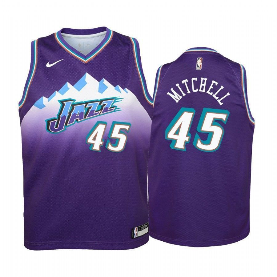 Youth Donovan Mitchell Utah Jazz Purple Hardwood Classics Jersey Unisex S-3XL
