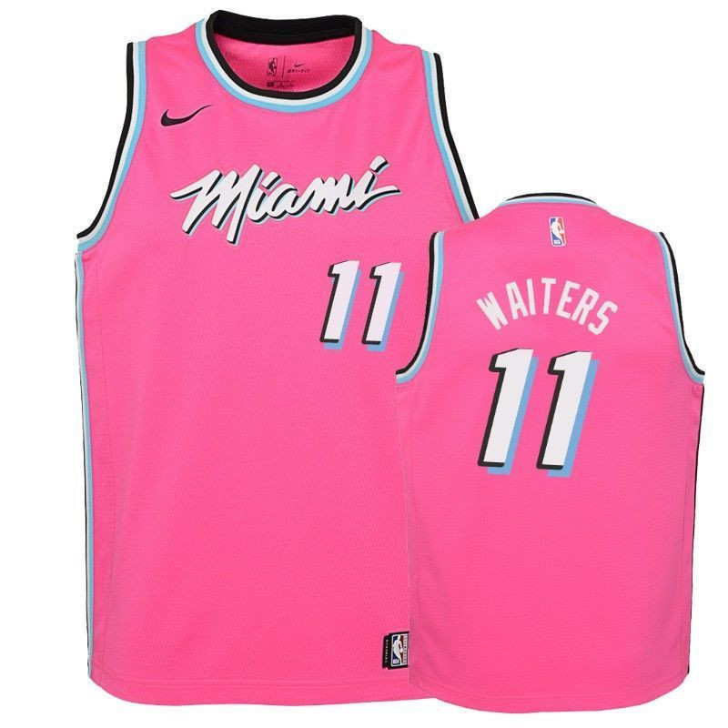 Youth Heat Dion Waiters #11 2018-19 Earned Pink Jersey - Unisex