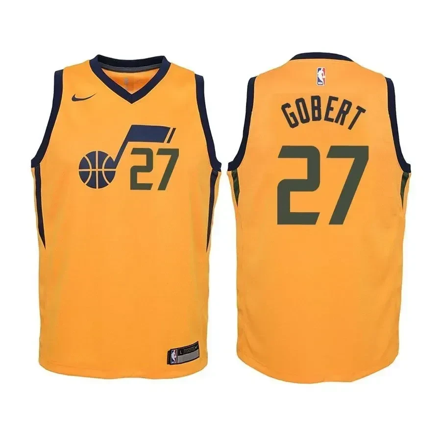 Youth Jazz Rudy Gobert 27 Statement Edition Yellow Basketball Jersey Unisex