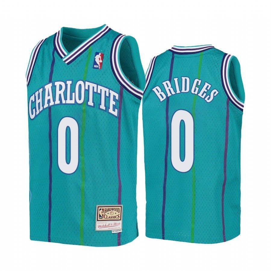 Youth Miles Bridges Charlotte Hornets Teal Hardwood Classics Jersey - Unisex