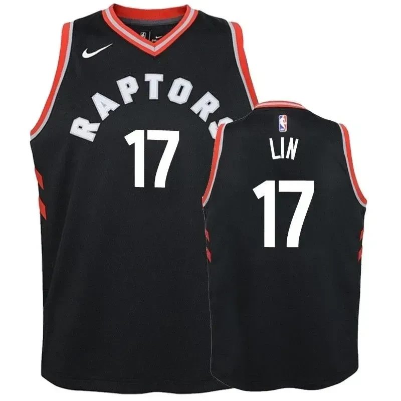 Youth Raptors Jeremy Lin #17 2018-19 Statement Black Basketball Jersey
