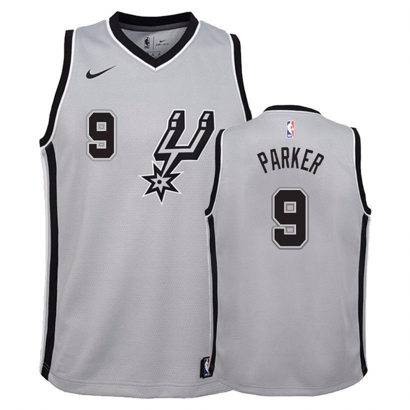 Youth San Antonio Spurs Tony Parker #9 Stated Silver Jersey Unisex