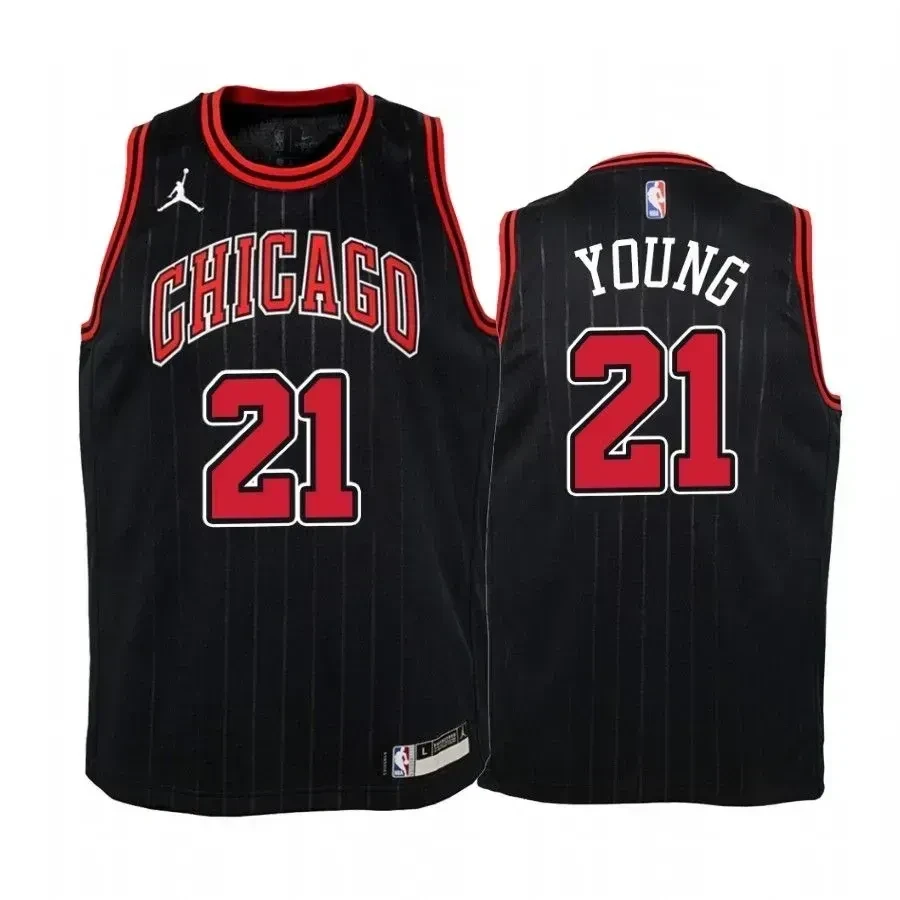 Youth Thaddeus Young Chicago Bulls Black Statement Jersey Jumpman S-3XL
