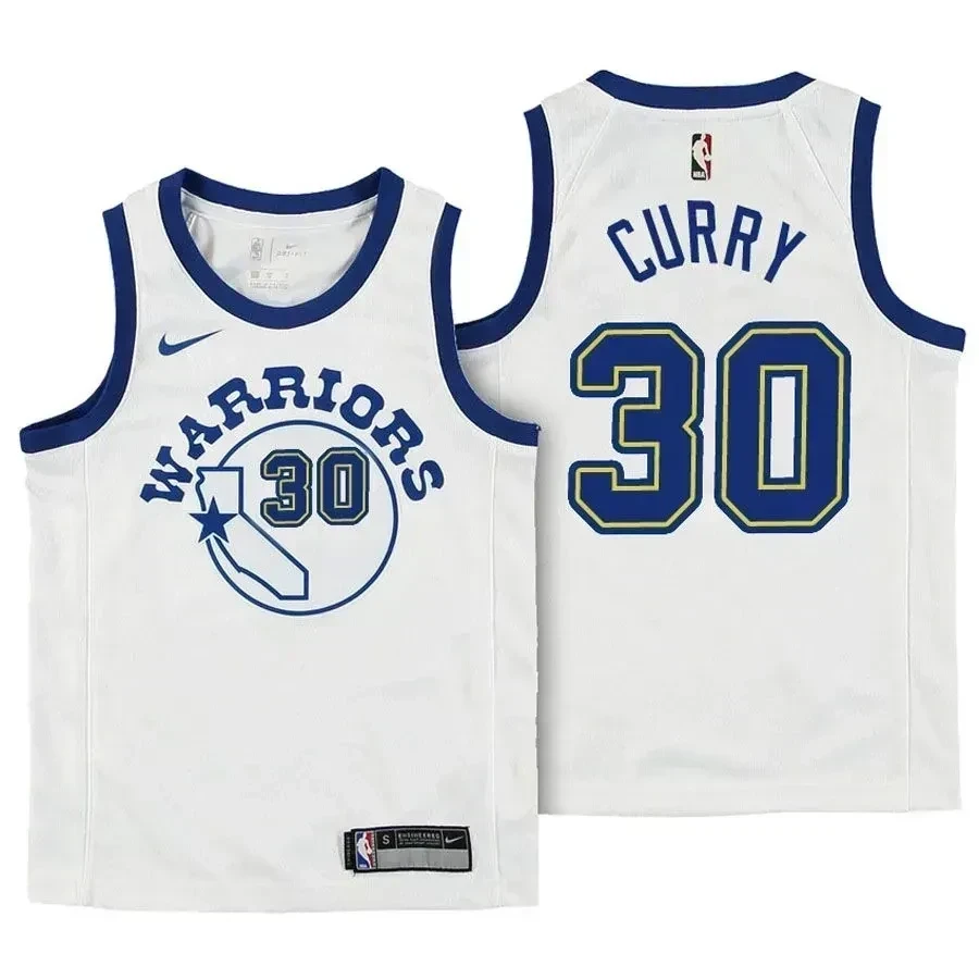 Youth Warriors Stephen Curry 30 Hardwood Classic White Multicolor Jersey S-3XL