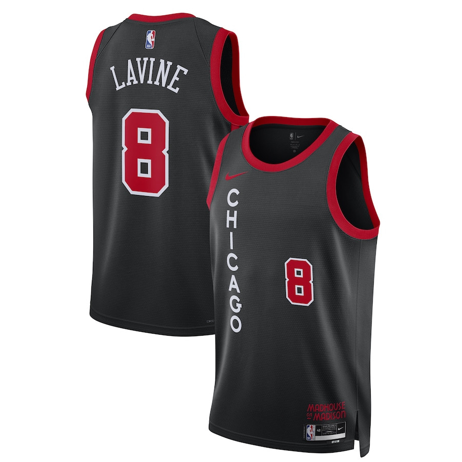 Zach LaVine 8 Chicago Bulls vs Golden State Warriors 2023/24 Swingman Jersey City Edition Unisex Black
